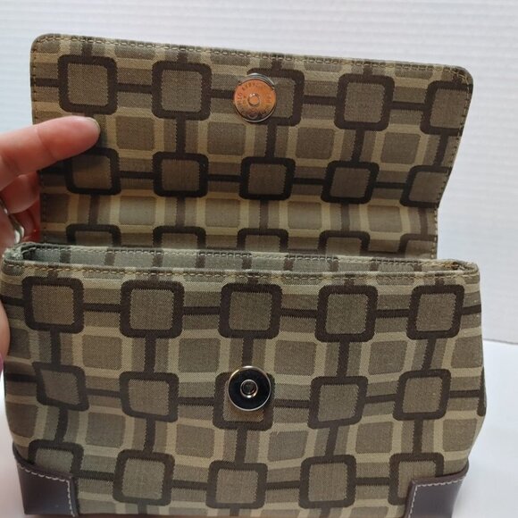 Vintage Nine West Shoulder Bag Geometric Pattern Beige Brown Medium/Small Purse - Picture 6 of 7